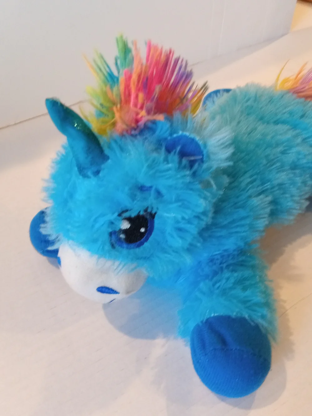 GOFFA Blue Rainbow Mane Plush Unicorn Stuffed Toy